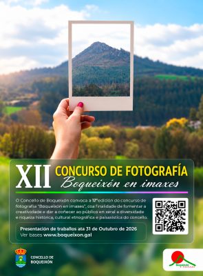 Cartel do XII Concurso de Fotografía «Boqueixón en imaxes». Presentación de traballos ata o 31 de outubro de 2026